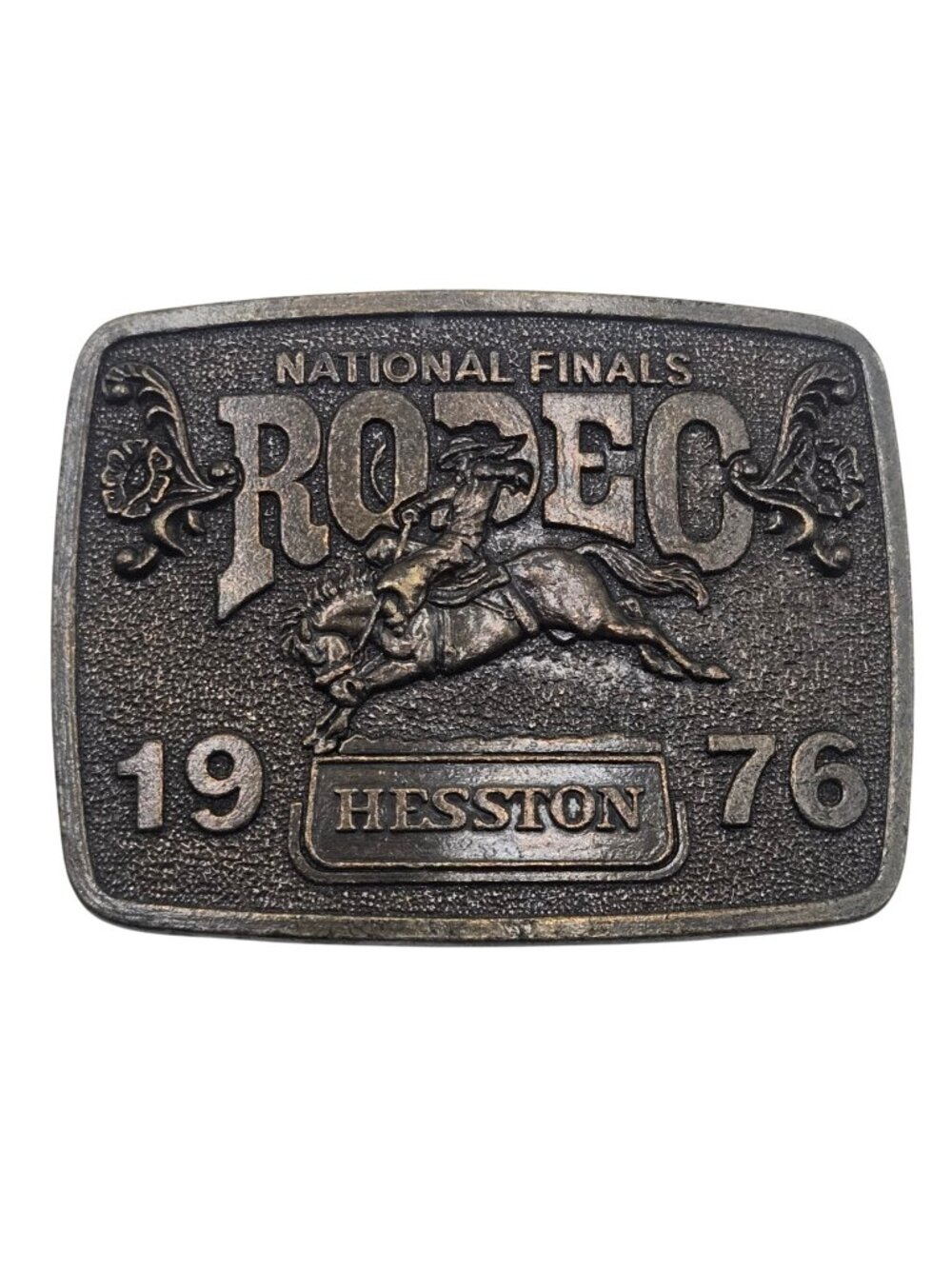 National Finals Rodeo 1976 Belt Buckle Hesston NFR Cowboy Western Saddle Bronc